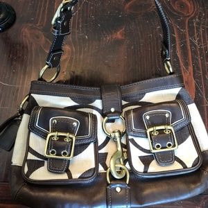 Coach/Classic Signature Hobo/Canvas/Leather